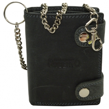 Leder Portemonnaie mit Kette Glattleder Design Roberto mit RFID Schutz